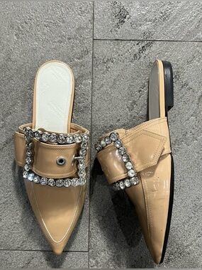 Maison Martin Margiela crystal embellish Pointed Toe Slide - Nude